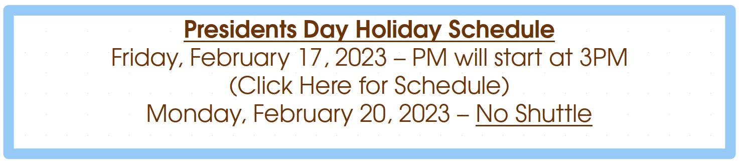 Holiday Schedule